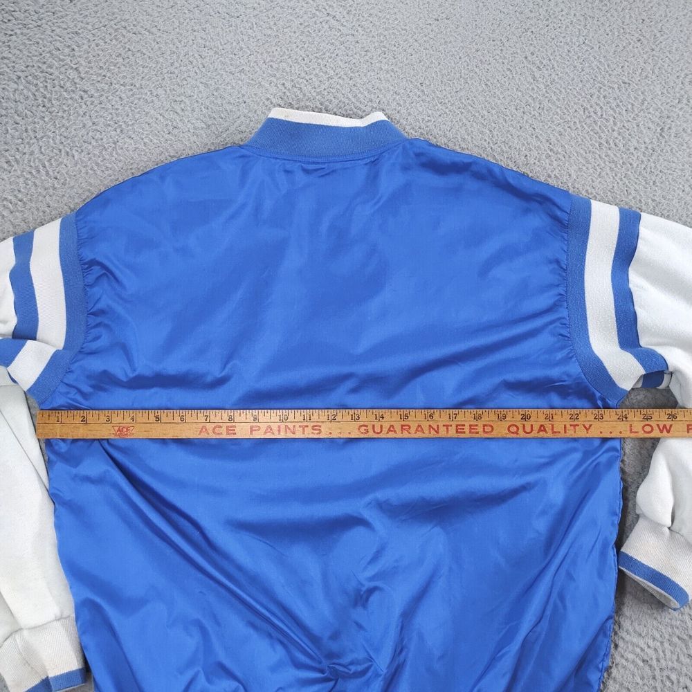 Vintage Adidas Reversible Jacket Mens Large Blue Gray Trefoil Spellout Snap Up - Picture 13 of 16